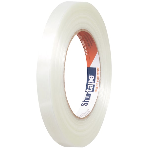 Shurtape GS490 filament strapping tape roll, translucent clear