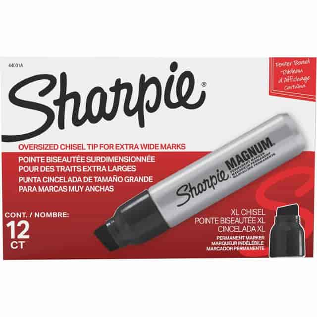 Sharpie Magnum permanent marker set in black ink with XL chisel tip, 12 count