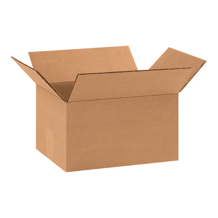 Single-wall corrugated shipping box, open top, brown kraft cardboard