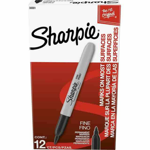 Sharpie permanent marker set with fine black tip, 12 count