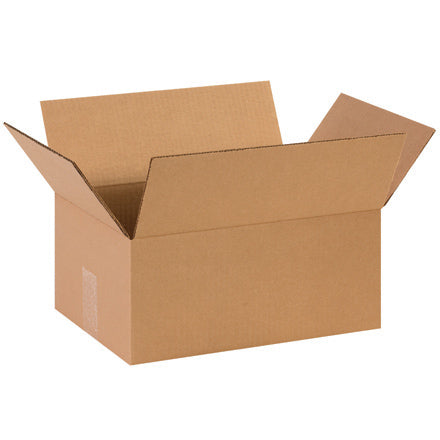 Single-wall corrugated shipping box, brown with open top flaps