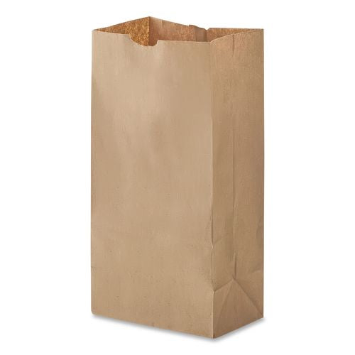 Kraft paper grocery bag with folded top opening and gusseted bottom