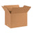 Corrugated cardboard shipping box with open top flaps, brown