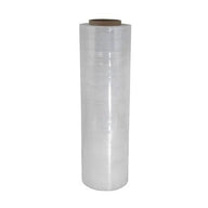 Clear hand stretch film roll with brown core, transparent wrap