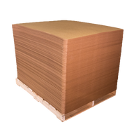 Tan chipboard pads, 40 x 48 in, 0.030 in thick, stacked in a bundle