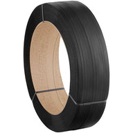 Black embossed polypropylene strapping coil, tightly wound roll