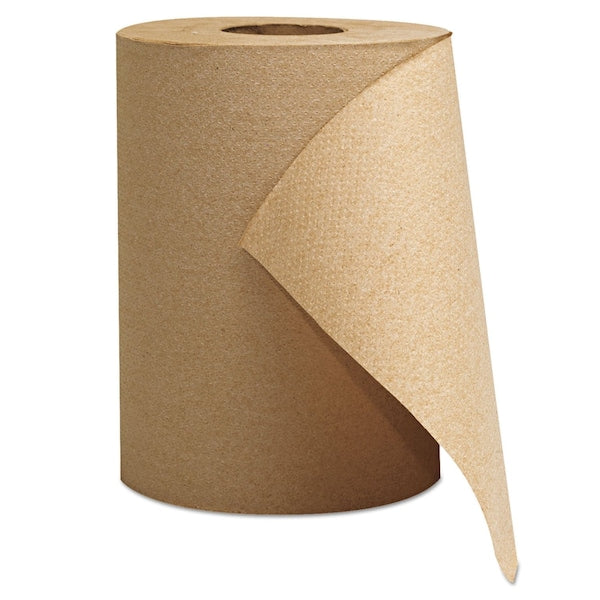 Natural 1-ply roll paper towels with unrolled sheet end visible
