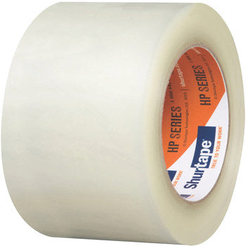 Shurtape clear carton tape roll, wide transparent film on core, 72 mm