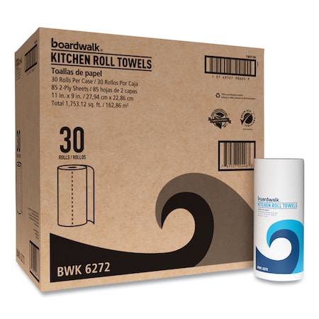 Perforated paper towel roll pack with white 2-ply rolls