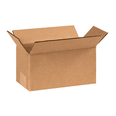 Brown corrugated shipping box with open top and flaps