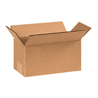 Brown corrugated shipping box with open top and flaps