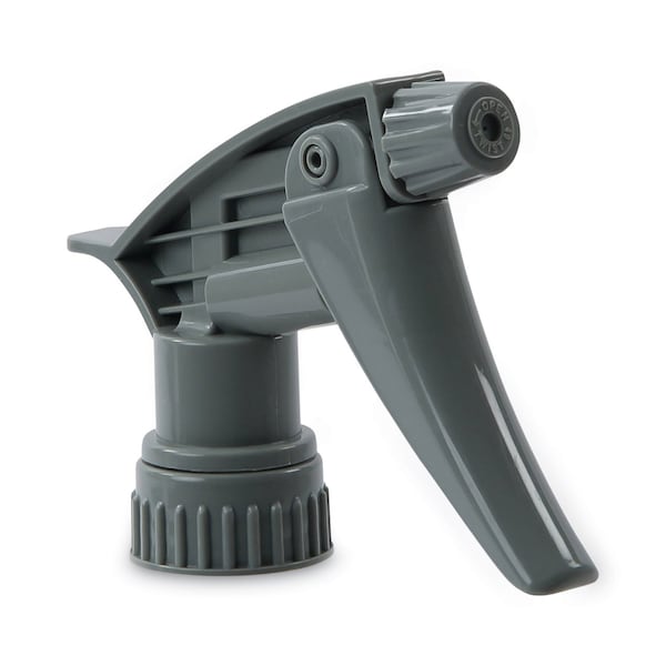 Chemical-resistant trigger sprayer with gray trigger and nozzle