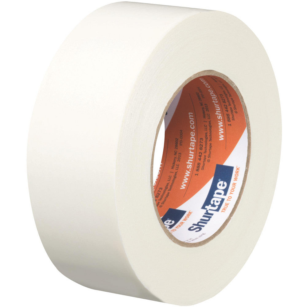 Double-coated tape roll, white, visible Shurtape core label