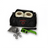 Woven strapping kit with black bag, beige rolls, green strap dispenser and metal clips