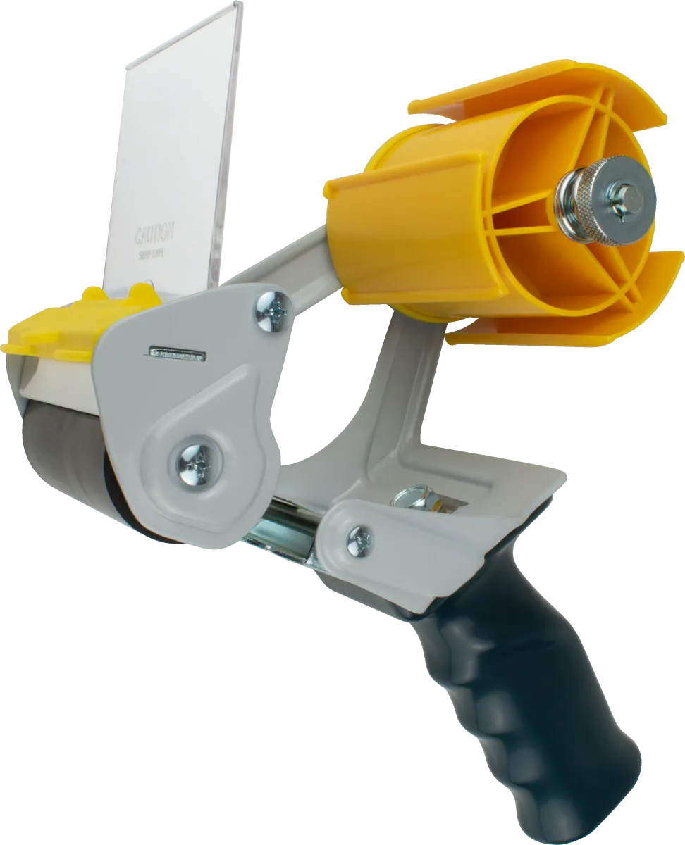 3-inch tape dispenser with yellow roll holder and gray trigger handle