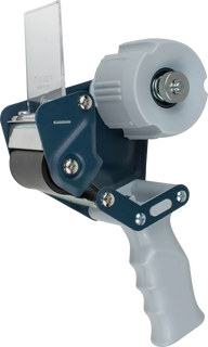 Heavy-duty tape dispenser with handheld lever and 2-inch roll core, gray metal