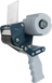 Heavy duty tape dispenser for 3-inch rolls with gray housing and blue handle