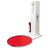 Semi-automatic stretch wrapper machine with red turntable and control panel