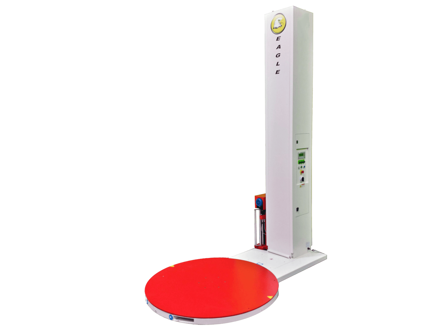 Eagle 2000BE semi-automatic stretch wrapper with red turntable base