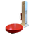 Semi-automatic stretch wrapper with white frame and red rotating platform base