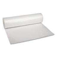 Clear recycled can liner roll, 60 gal size, 1.1 mil thick plastic sheet