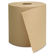 Brown 1-ply roll towel with a loose sheet