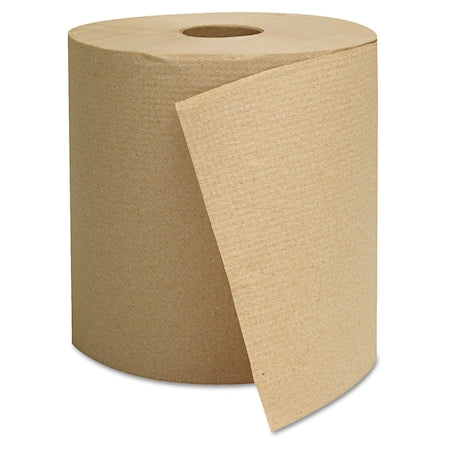 Brown 1-ply roll towel with a loose sheet