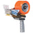 Tape dispenser for 3-inch rolls, Shurtape FE-3, with orange tape roll and handle