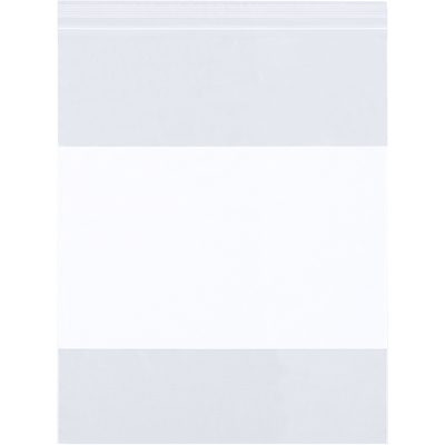 White block reclosable poly bag, rectangular with sealed edges