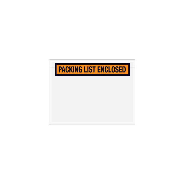 Packing list enclosed pouch, white, label on front face
