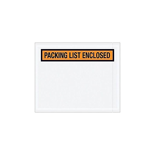 White packing list enclosed mailer envelope with orange label