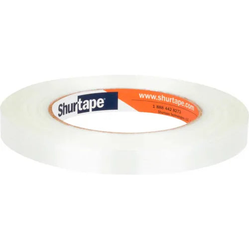 Shurtape GS490 filament strapping tape roll, translucent clear tape strip