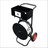 Deluxe strapping dispenser with wheels, black steel frame and strap spool