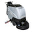 Walk-behind floor scrubber with gray tank and black scrub head