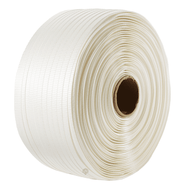 Woven strapping roll, 1-1/4" wide, white coiled tape