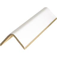 White corner edge protector strip with curved inside corner and beige backing