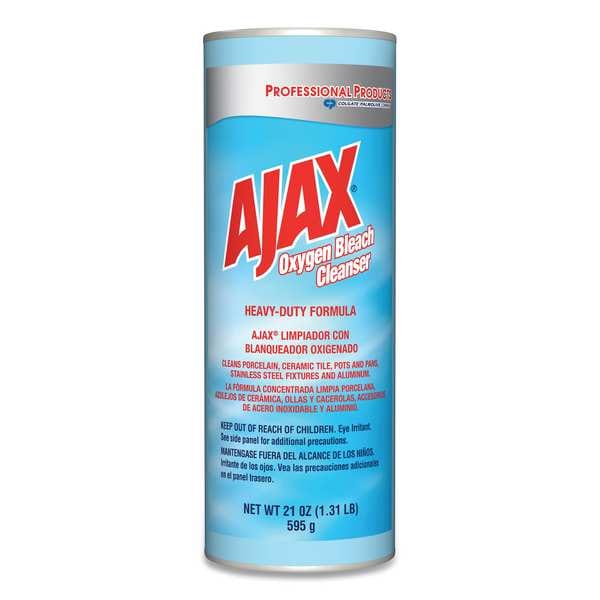 Ajax oxygen bleach cleanser powder container, 21 oz, white with blue label