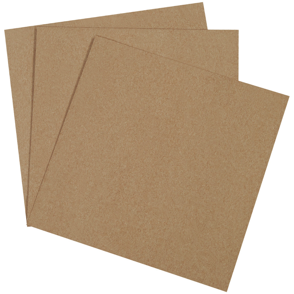 Tan chipboard pads, 40 x 48 in, 0.030 in thick, flat stack of 3 sheets