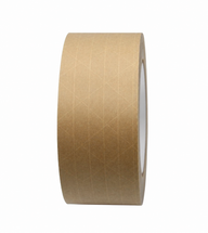 Reinforced gummed kraft tape roll, brown