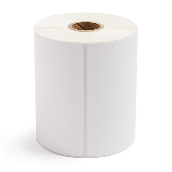 White thermal transfer label roll with 1-inch core, blank labels