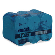 Wrapped bath tissue roll pack, blue outer packaging with multiple compact rolls