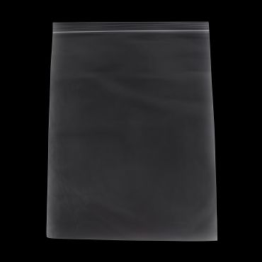 Reclosable poly bag, 12 x 15 inches, 2 mil, dark black, clear zipper top