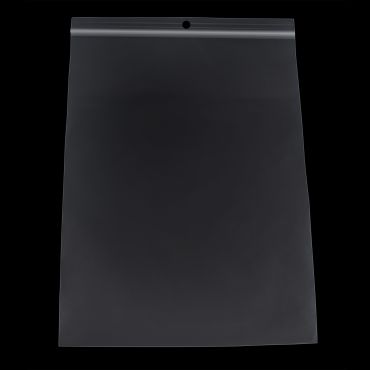 9 x 12 in 2 mil reclosable poly bag with hang hole, dark