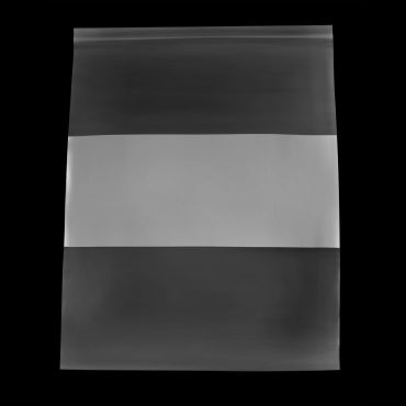 White reclosable poly bag, 12 x 15 in, clear top seam