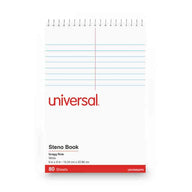 Steno book pad with Gregg rule, white lined sheets and red Universal cover