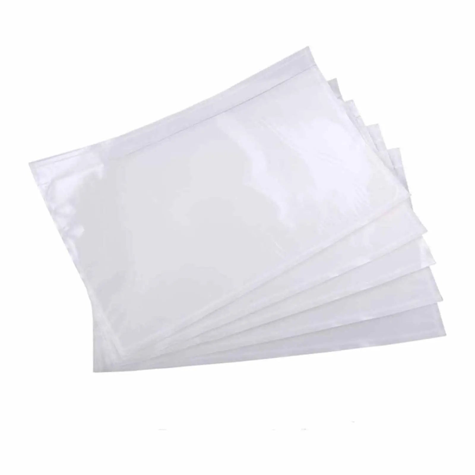 White reclosable packing list envelope, plain face, stacked