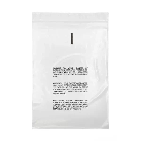 Clear resealable poly bag with top seal edge