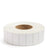 White thermal transfer label roll with perforated rectangular labels, 3-inch core