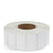 Thermal transfer label roll with white rectangular labels and visible core