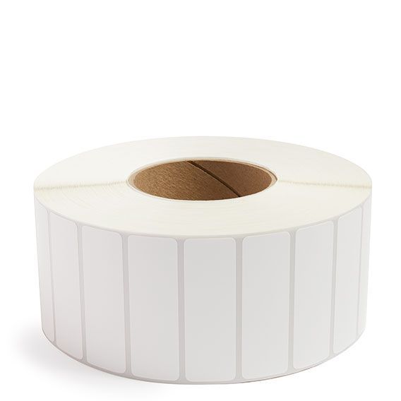 White thermal transfer label roll, rectangular labels on 3 inch core